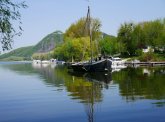 historisches Boot auf dem Rhein