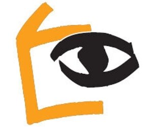 Logo des Fördervereins: Kohlezeichnung eines Auges mit orangen Strichen 