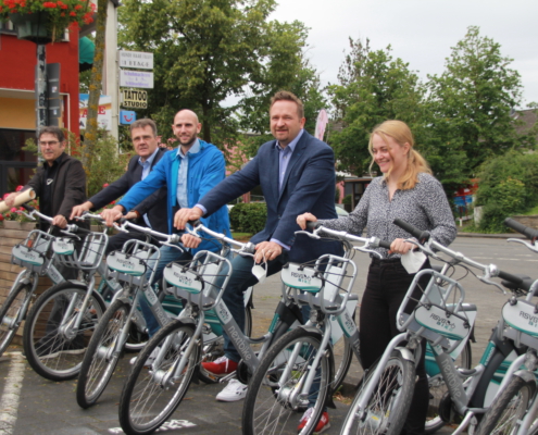 Anbieter des Fahrradmietsystems stellten das Konzept auf dem Aegidiusplatz vor.idiusplatz vorgestellt.