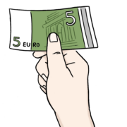 Zeichnung Geldschein in Hand