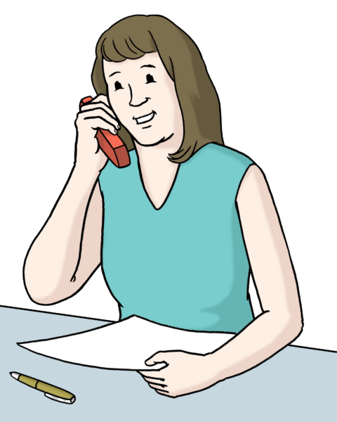 Zeichnung von telefonierender Frau