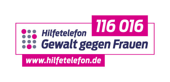 116016 Hilfetelefon Gewalt gegen Frauen (Neue Nummer in weißer Schrift auf pinkem Grund)
www.hilfetelefon.de